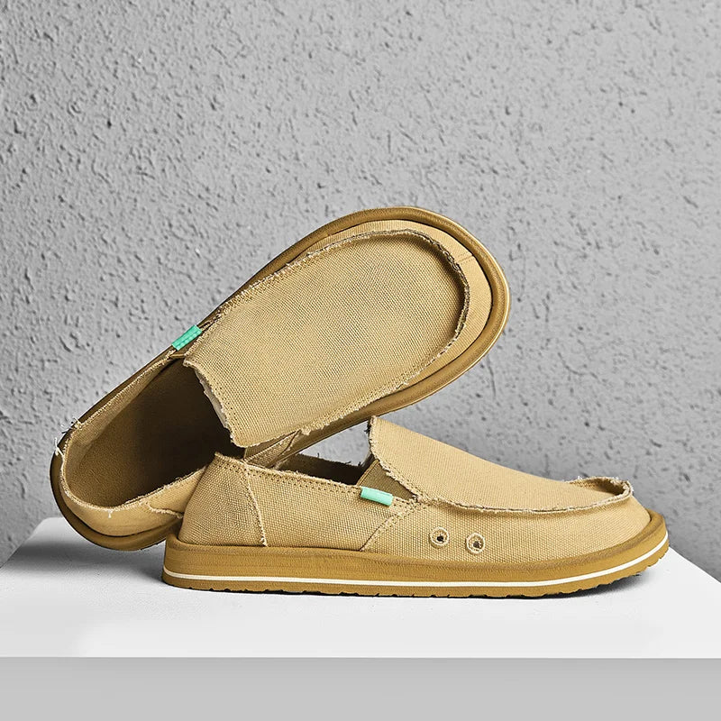Chaussures décontractées en toile faites à la main pour hommes, baskets tendance, mocassins respirants, chaussures basses plates, conduite souple, nouvelle collection printemps 2025