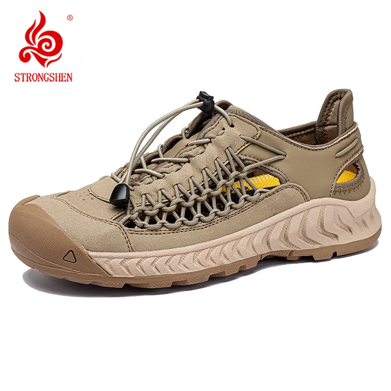 STRONGSHEN Men Casual Shoes Hollow Out Breathable Sneakers Non slip Walking Shoes Treking Footwear Trainers Sandalias Hombre
