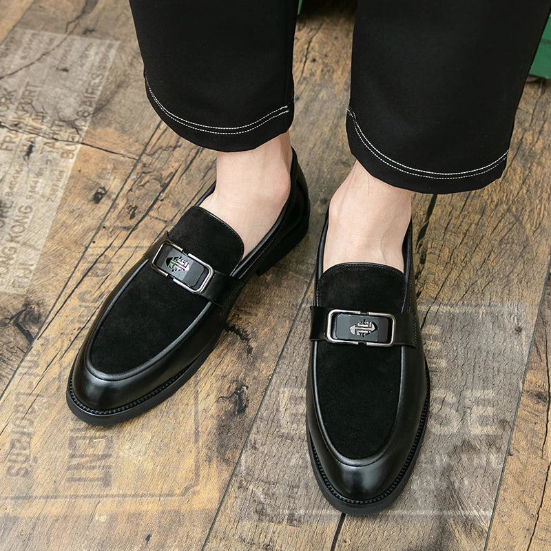 STRONGSHEN Men Leather Shoes Casual Slip-On Dress Loafers Business Shoes Wedding Party Shoes Oxfords Formal Shoes Moccasins