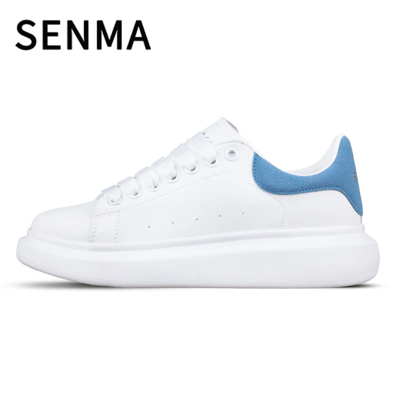 SENMA Men's and Women's Low Top Sneakers Lightweight Leather Casual Shoes Thick Bottom Student Flats Tennis shoes Running Shoes