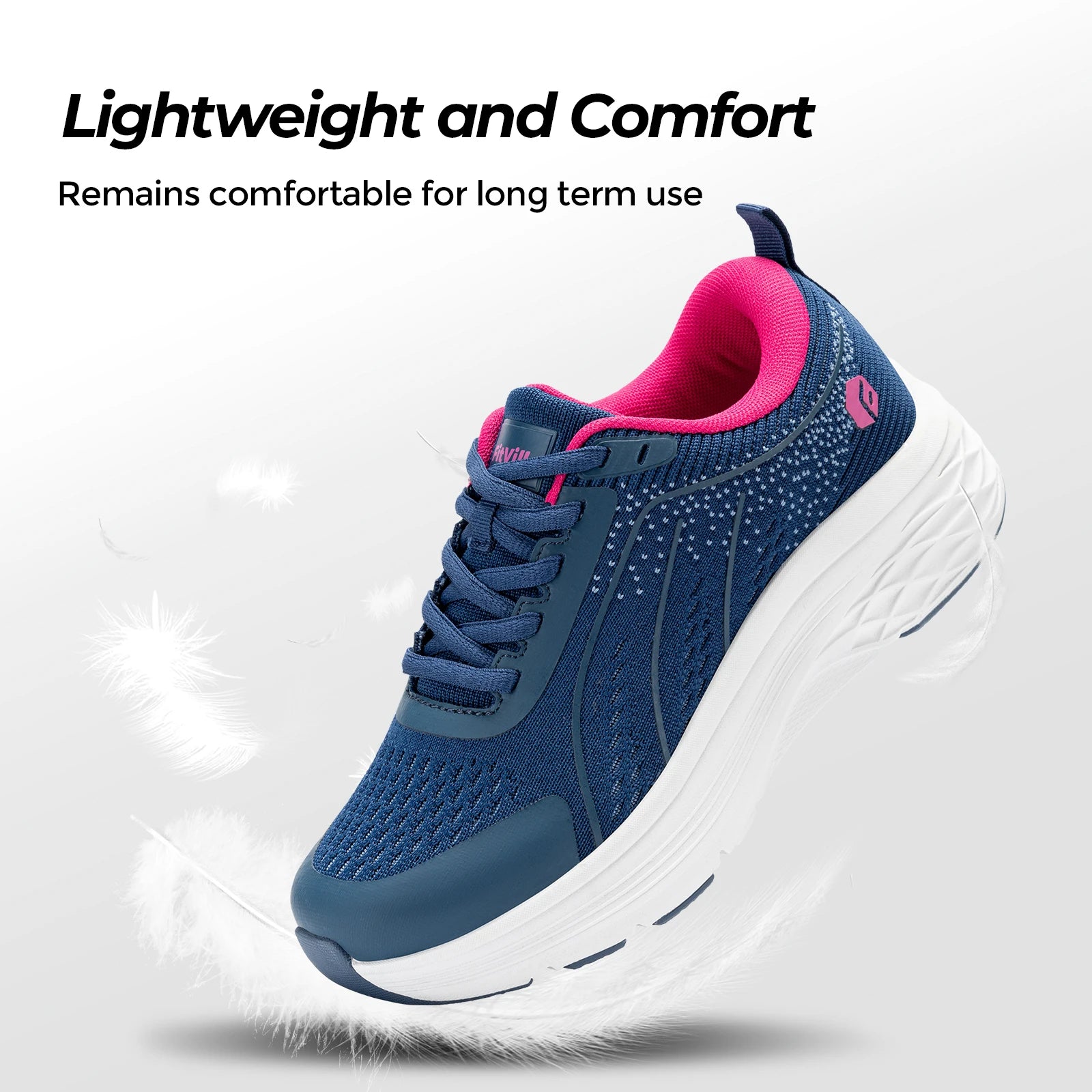 FitVille Women's Shoes Wide Width Lightweight Sneakers for Women Wide Width for Flat Foot Plantar Fasciitis Heel Pain Relief
