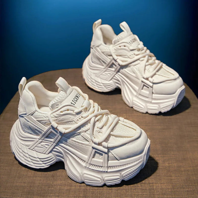 Fujin 10cm Air Mesh Synthetic Microfiber Leather Casual Breathable Vulcanize Summer Platform Sneakers Women Shoes High Brand