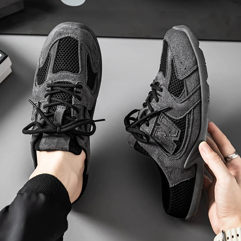 Men's Casual Half Slippers Breathable Casual Shoes for Men Fashion Lace Up Shoes Luxury Soft Sole Running Shoes Men Tenis Shoes