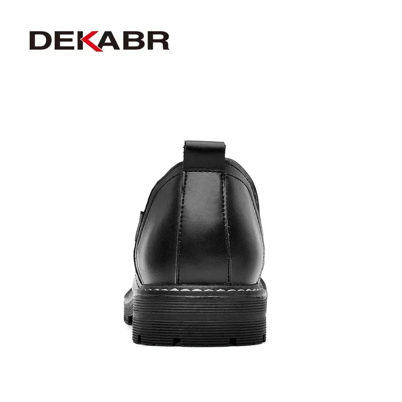 DEKABR Brand Men Casual Shoes Split Leather Breathable Men's Slip On Flats Work Shoes For Men Handmade High Top Shoes