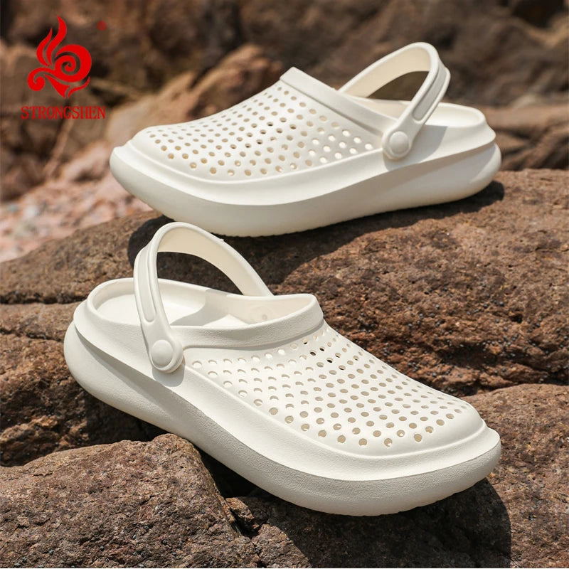 STRONGSHEN Men Sandals EVA Slippers Garden Platform Sandals Man Summer Shoes Breathable Sneakers Outdoor Flip Flops Home Clogs