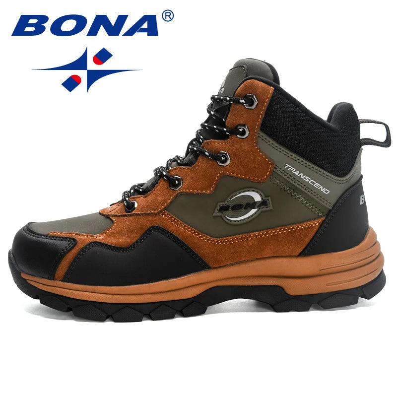 BONA New Designers Man Plush Warm Snow Boots Suede High Quality Hiking Shoes Men Winter Outdoor Trekking Mountain Boots