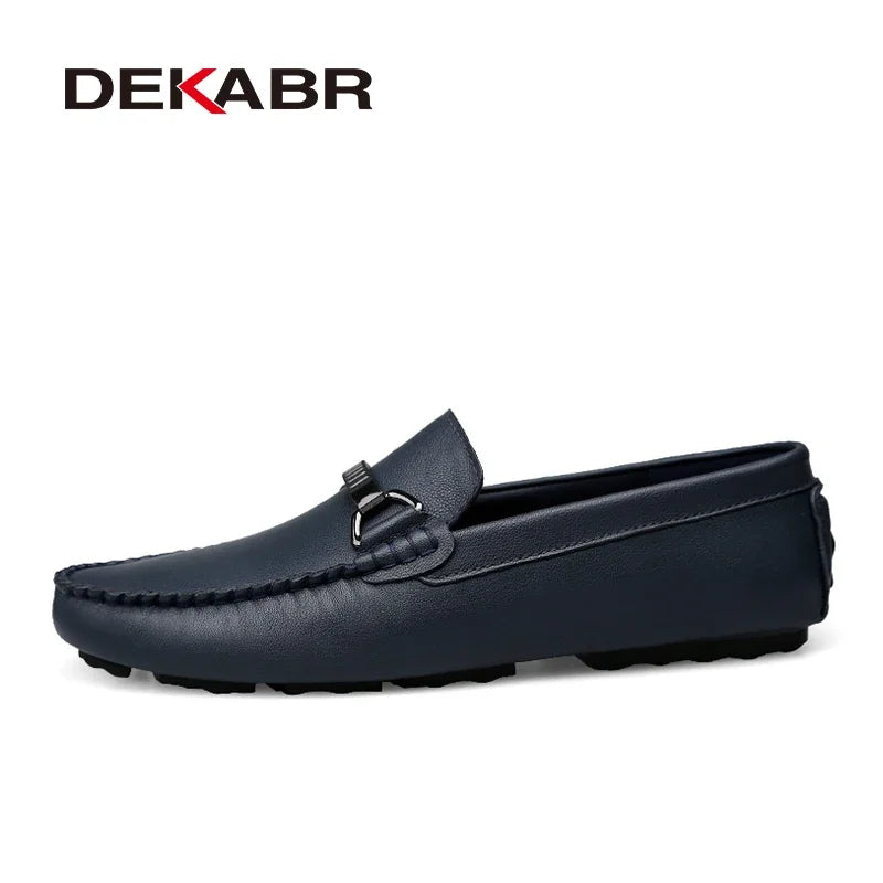 DEKABR Summer Loafers Men Luxury Brand Moccasins Shoes Men Leather Loafers Shoes Slip on Non-Slip Working Office Loafers for Men