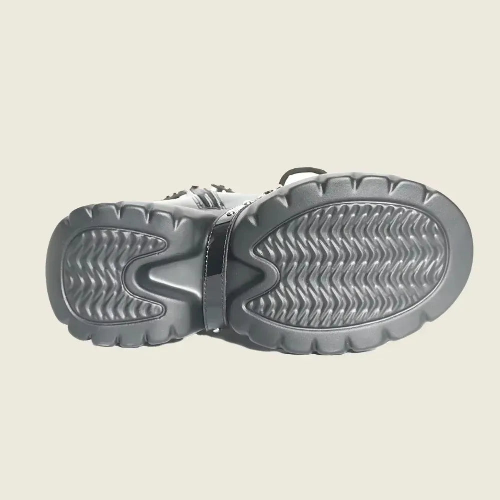 Fujin 10cm Genuine Leather Women Boots Women Motorcycle Boots Ankle Punk Style Combat Boots Platform Heel Wedge Chunky Booties