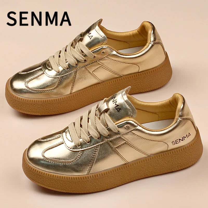 SENMA Men's and Women's Casual Sneakers Breathable Non-Slip Tennis Walking Shoes Leather Suede Flats Shoes Women Sports Shoes