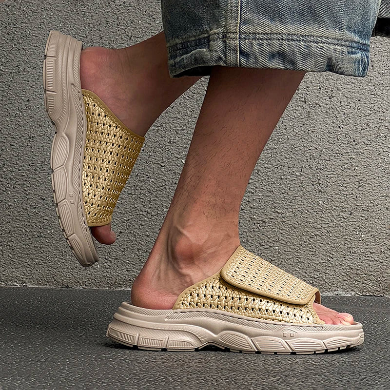 STRONGSHEN Men Slippers Summer Fashion Sports Beach Shoes for Men Breathable Men Sandals Open Toed Slippers Zapatillas De Hombre