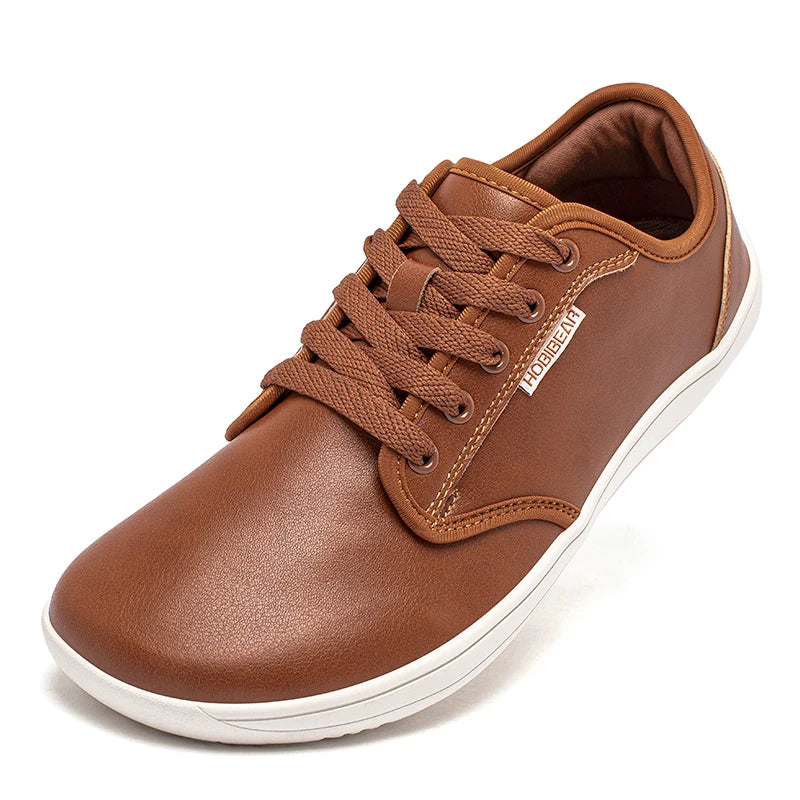 HOBIBEAR Unisex Wide Barefoot Shoes Women Men Zero Drop Minimalist Sneakers Artificial Leather Trail Walking Shoes