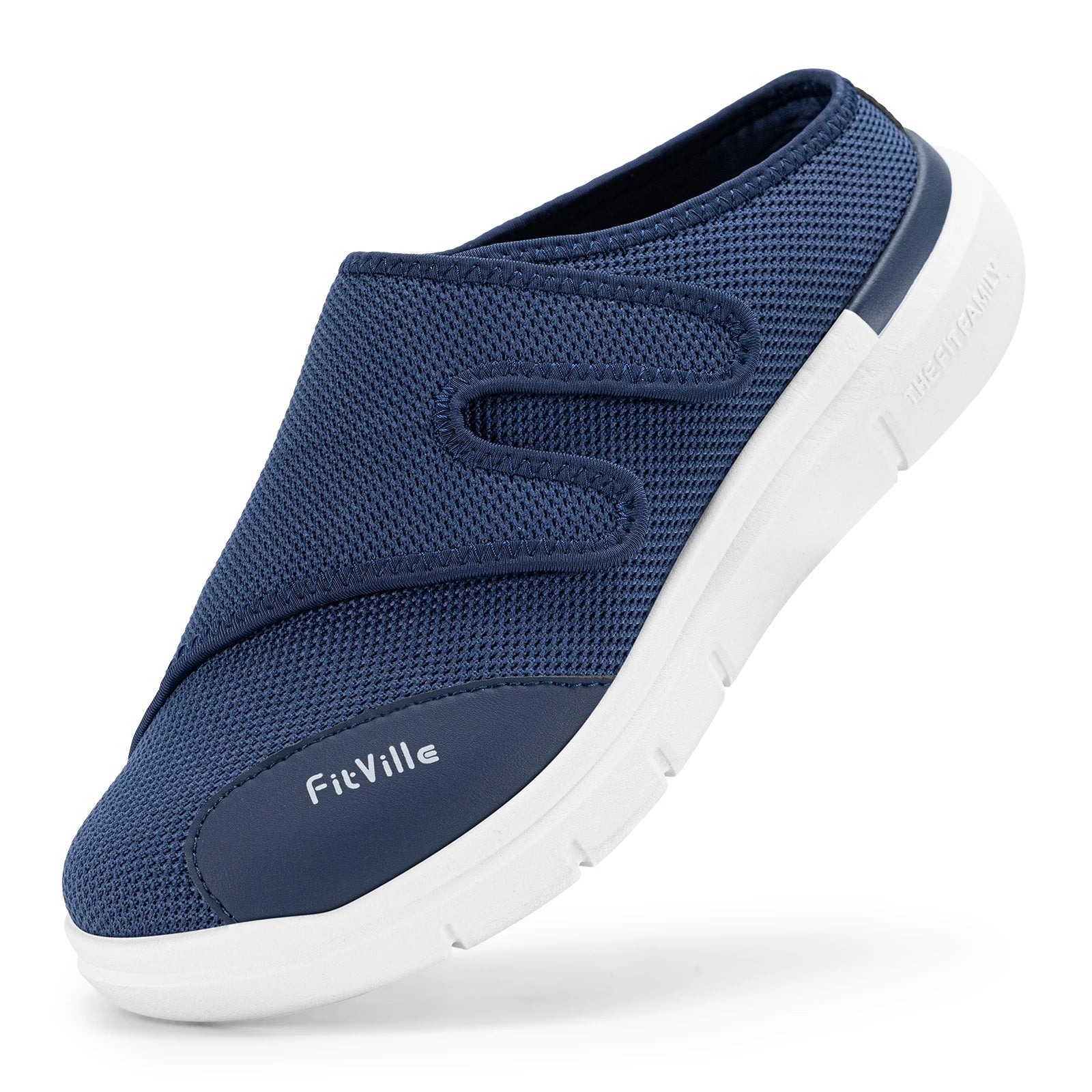 FitVille Men'S Half Slippers Diabetic Shoes Extra Wide 4E Adjustable Lightweight Casual Shoe For Swollen Feet Plantar Fasciitis