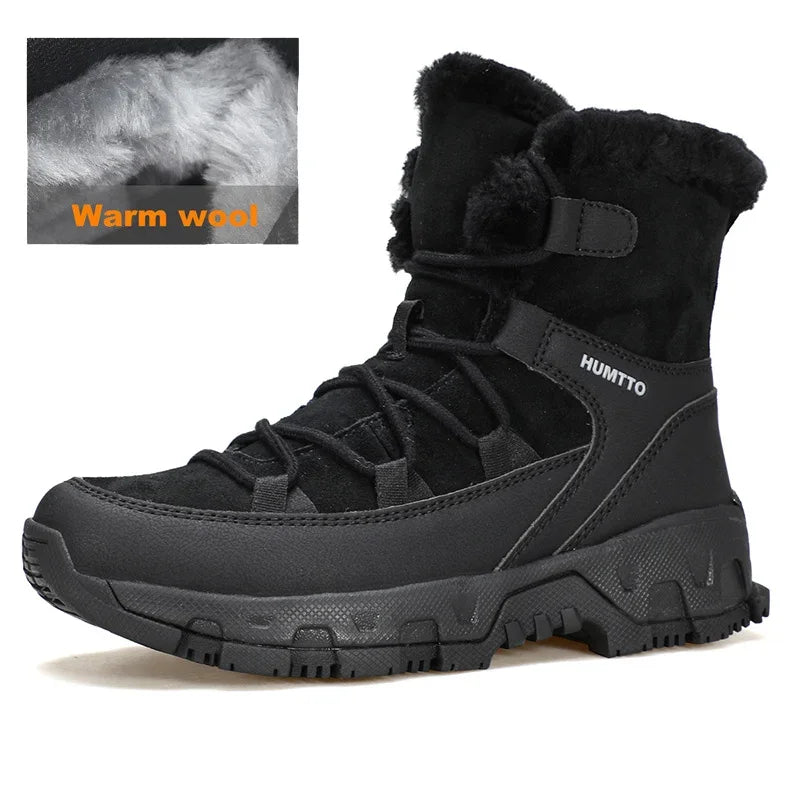 HUMTTO Winter Hiking Boots Leather Trekking Women's Trainers Luxury Designer Snow Boots Outdoor Casual Shoes 2024 Woman Sneakers