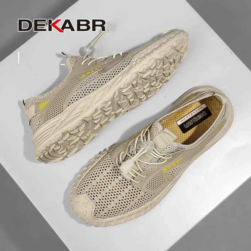 DEKABR New Men's Casual Shoes Fashion Comfortable Breathable Summer Mesh Non-Slip Thick Soft Outsole Shoes For Men
