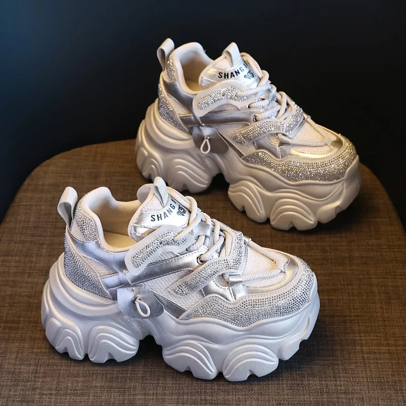 Koznoy 10cm Air Mesh Microfiber Leather Vulcanize Platform Wedge Flats Comfy Summer Chunky Sneaker Hollow Women Sandals Shoes