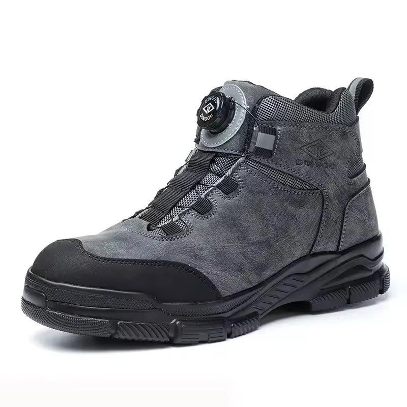 Bottes de travail à boutons rotatifs pour hommes, chaussures de sécurité à embout d'acier, chaussures de protection anti-crevaison, chaussures imperméables et indestructibles, neuves
