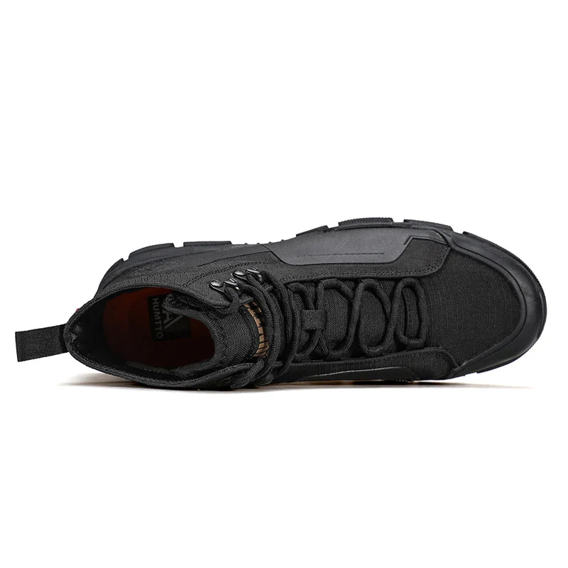 HUMTTO Chaussures de randonnée respirantes en cuir véritable pour hommes, chaussures de sport antidérapantes pour hommes, baskets de sécurité d'extérieur pour l'hiver
