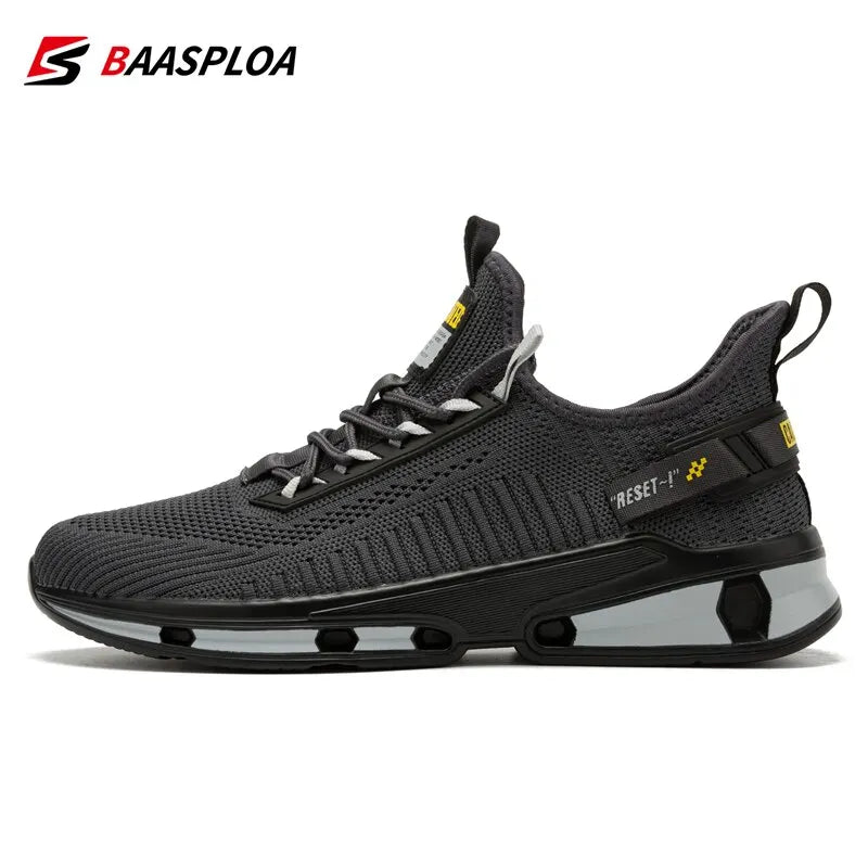 Baasploa New Men Sneakers Comfortable Knit Walking Shoes Breathable Fashion Sneaker Anti-Slip Shock-Absorbing Casual Shoes