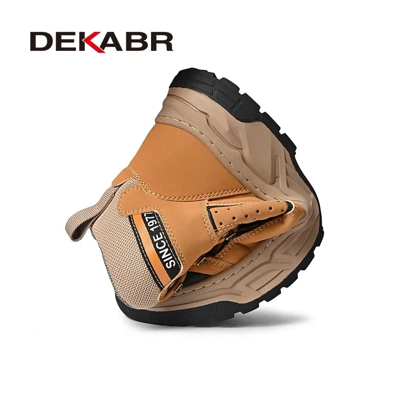 DEKABR 2025 New Fashion Casual Men Shoes Leather Boots Lace Up Handmade Comfortable Breathable Platform Ankle Boots Size 38-45