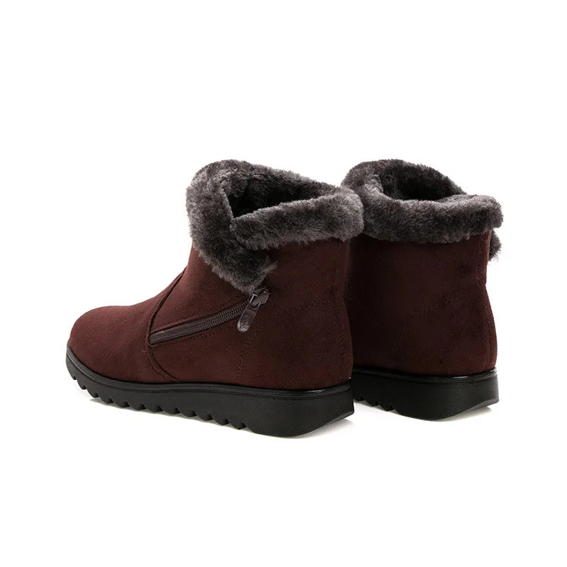 WOIZGIC Femmes Femmes Dames Vieille Mère Chaussures De Neige Bottes Plateforme Tissu De Laine Fermeture Éclair Hiver Peluche Chaud bout rond