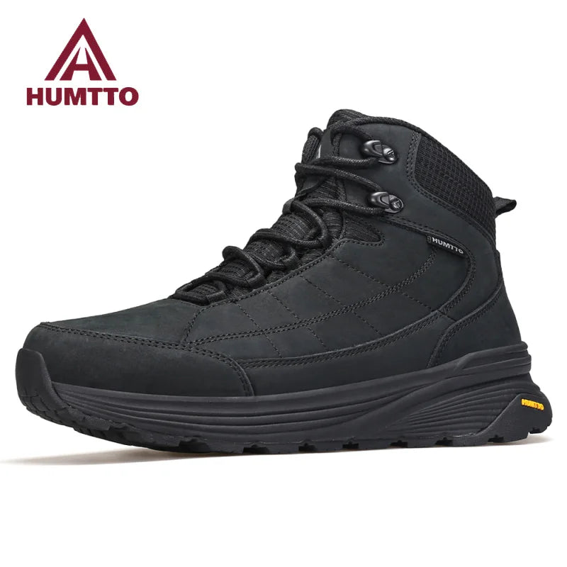 HUMTTO Bottes de randonnée en cuir pour hommes, chaussures de randonnée chaudes en laine pour l'extérieur, baskets d'escalade de luxe de créateur, bottines de sécurité pour hommes
