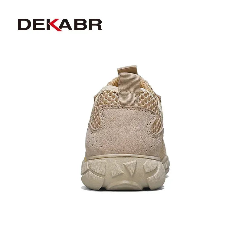 DEKABR Men's Shoes Genuine Leather Mesh Breathable Summer Fashion Lacing Comfortable Outdoor Lightweight Shoes For Men