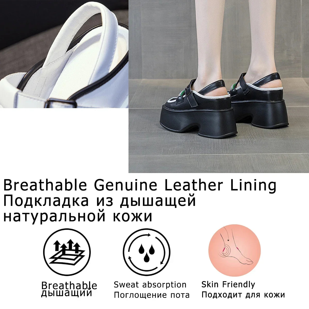 Fujin 11cm New Air Mesh Genuine Leather Platform Chunky Sneakers Women Sandals Casual Hollow Rhinestone Summer Slippers Shoes