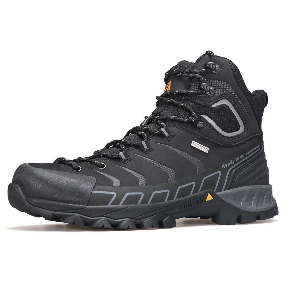 HUMTTO Shoes for Men Genuine Leather Hiking Men's Sports Shoes Non-slip Winter Outdoor Safety Sneakers Breathable Trekking Boots