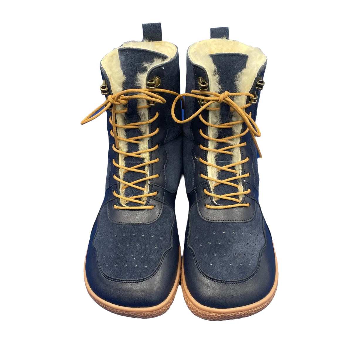 Tipsietoes Barefoot Genuine Leather Winter Middle-High Boots Real Natural Fur Linning Warm Men Women Warmer Light Weight