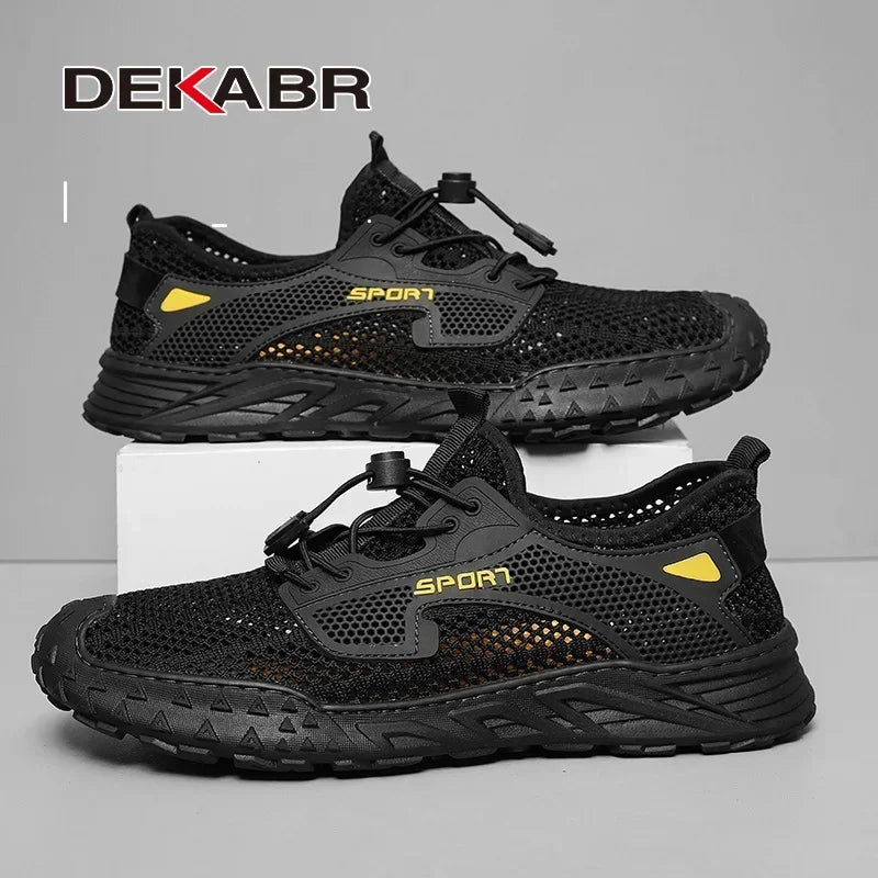 DEKABR New Men's Casual Shoes Fashion Comfortable Breathable Summer Mesh Non-Slip Thick Soft Outsole Shoes For Men