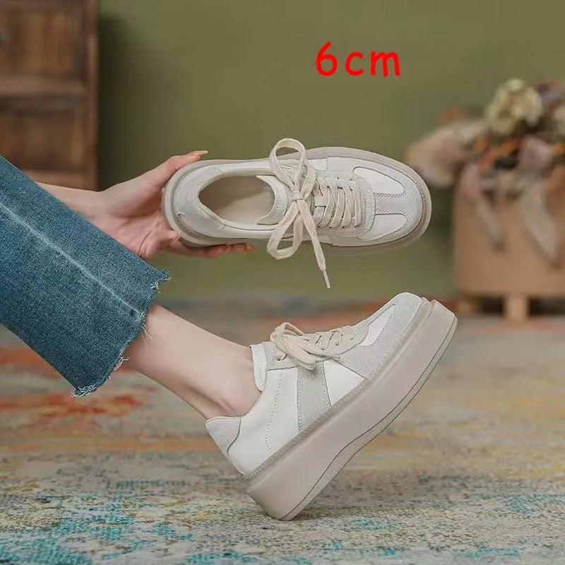 Fujin 9cm 6cm Patent Genuine Leather Suede Women Casual Spring Shoes Super Thick Fashion Sneakers Chunky Shoes Platform Wedge