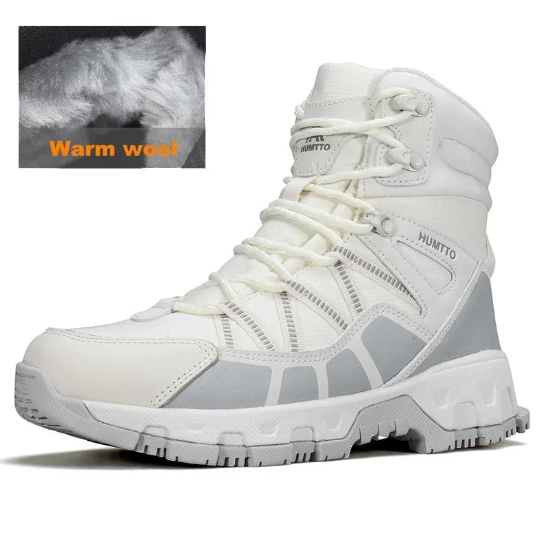 HUMTTO Winter Hiking Boots Leather Trekking Women's Trainers Luxury Designer Snow Boots Outdoor Casual Shoes 2024 Woman Sneakers