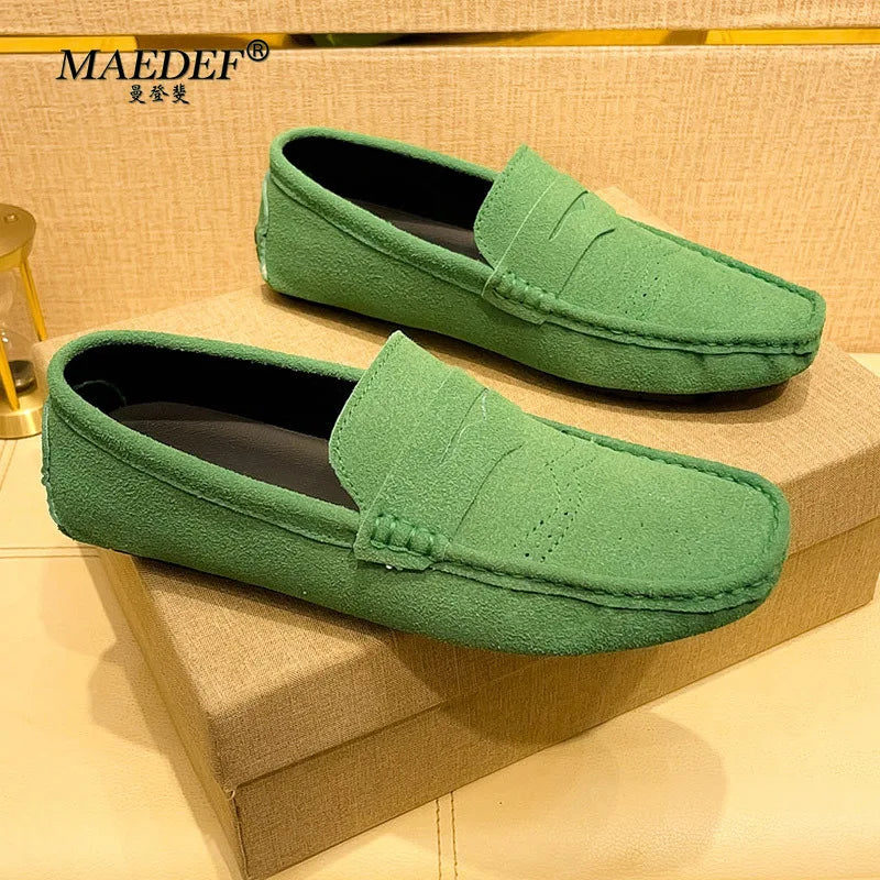 MAEDEF Loafers Men Suede Casual Party Dress Shoes Slip on Moccasins Men Flats Shoes Comfortable Size 48 Fashion Mens Shoes