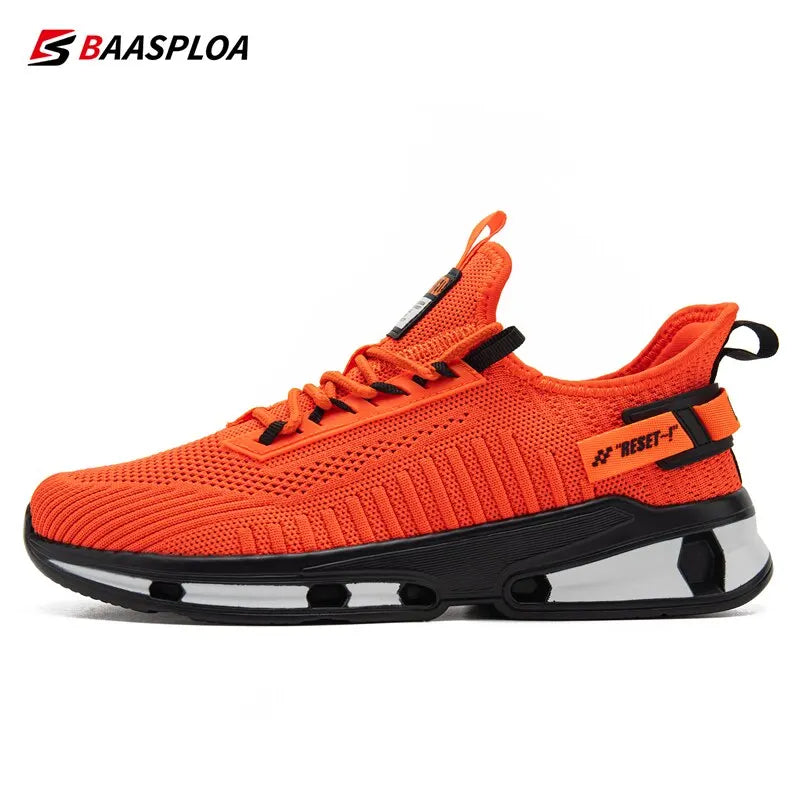 Baasploa New Men Sneakers Comfortable Knit Walking Shoes Breathable Fashion Sneaker Anti-Slip Shock-Absorbing Casual Shoes