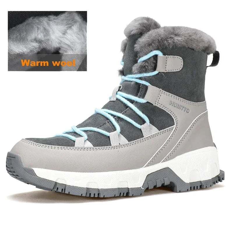 HUMTTO Winter Hiking Boots Leather Trekking Women's Trainers Luxury Designer Snow Boots Outdoor Casual Shoes 2024 Woman Sneakers