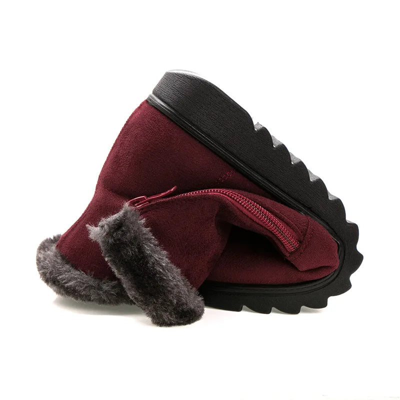 WOIZGIC Femmes Femmes Dames Vieille Mère Chaussures De Neige Bottes Plateforme Tissu De Laine Fermeture Éclair Hiver Peluche Chaud bout rond