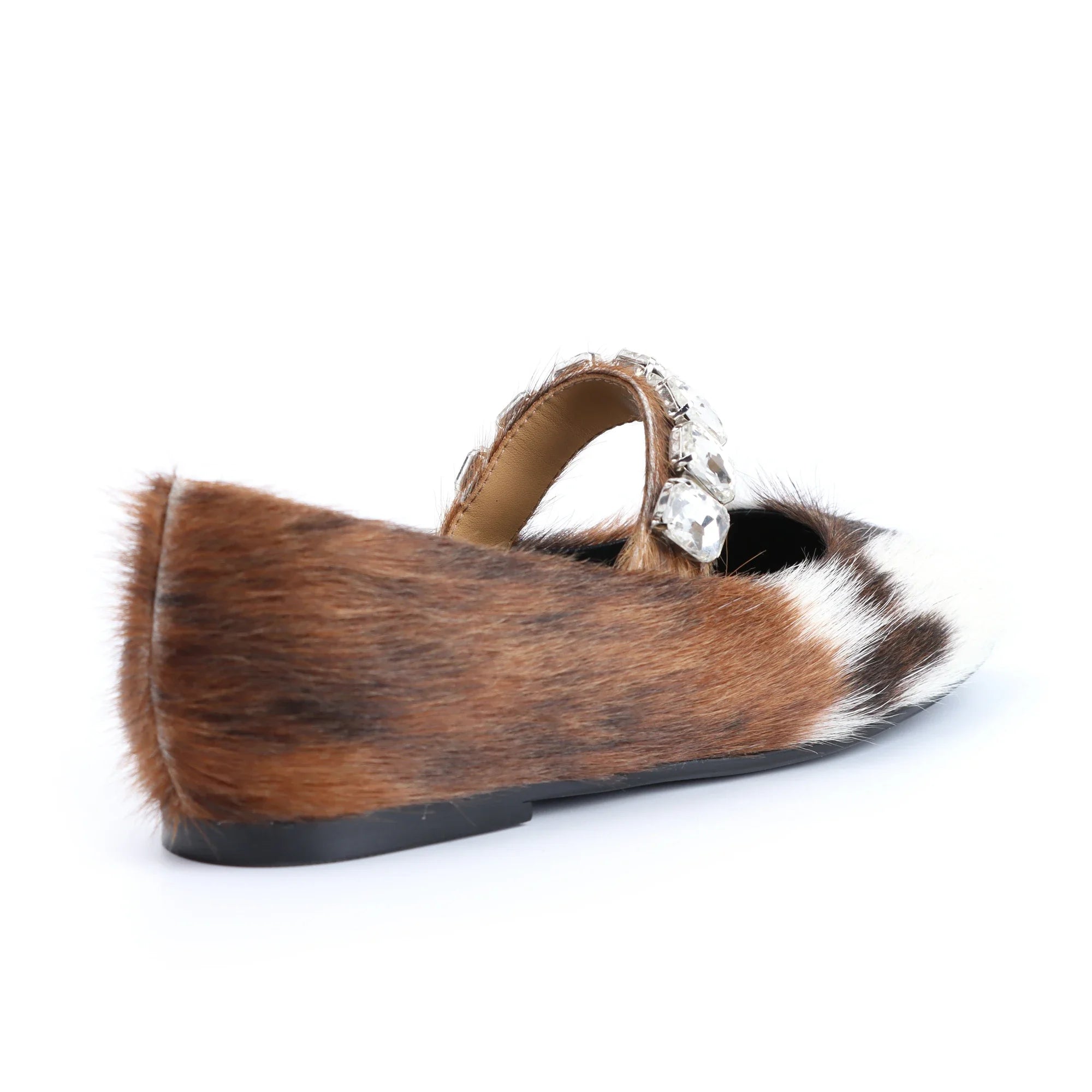 Italy Flat Calf Hair Mary Jane Shoes Women 2025 Designer Luxury High Quality Shoes ladies Ballet Leather Flats Casual Footwear