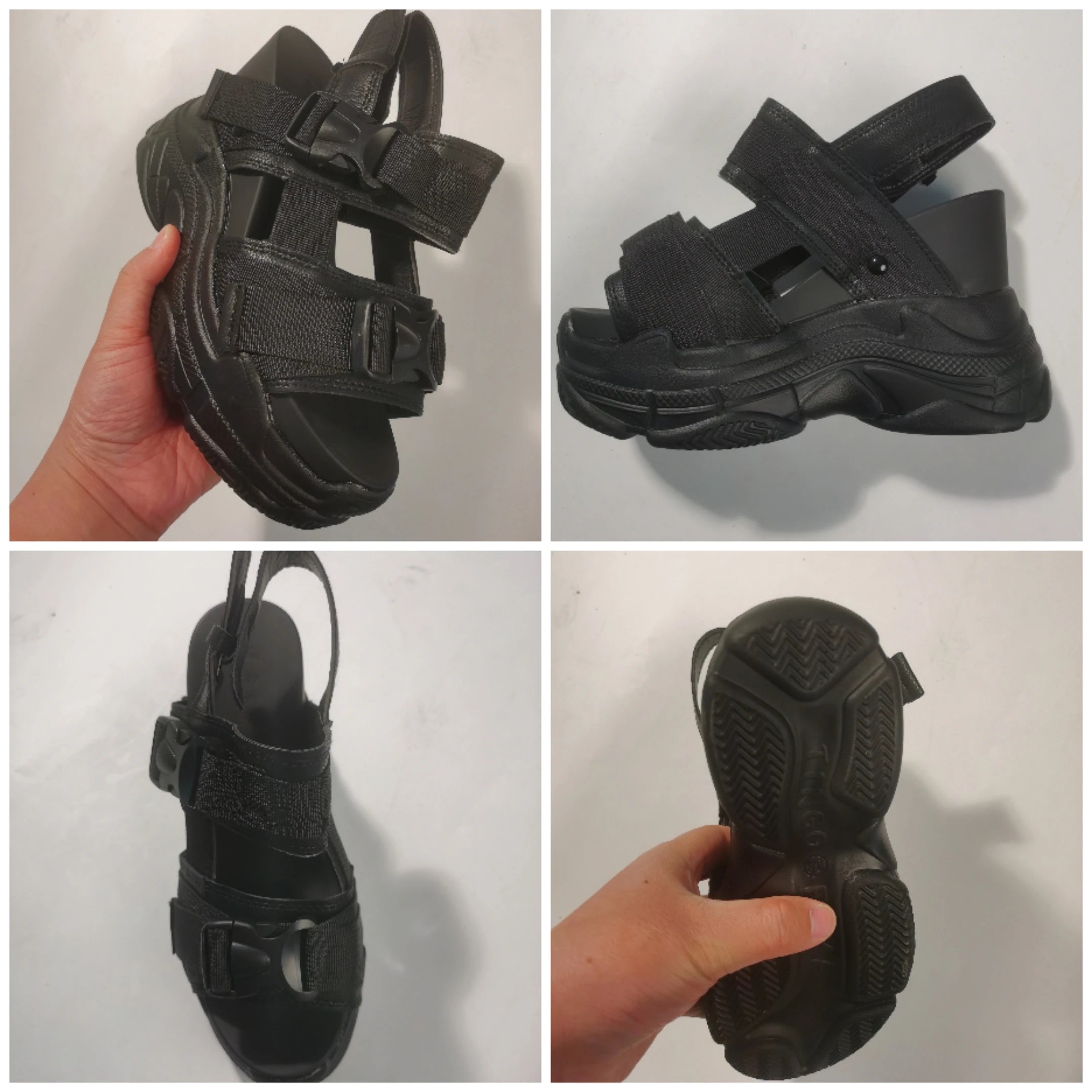 Fujin 12cm High Heeled Sandals Female Slides Shoes Thick Bottom Summer 2024 New Women's Shoes Wedge with Open Toe Platform Shoes