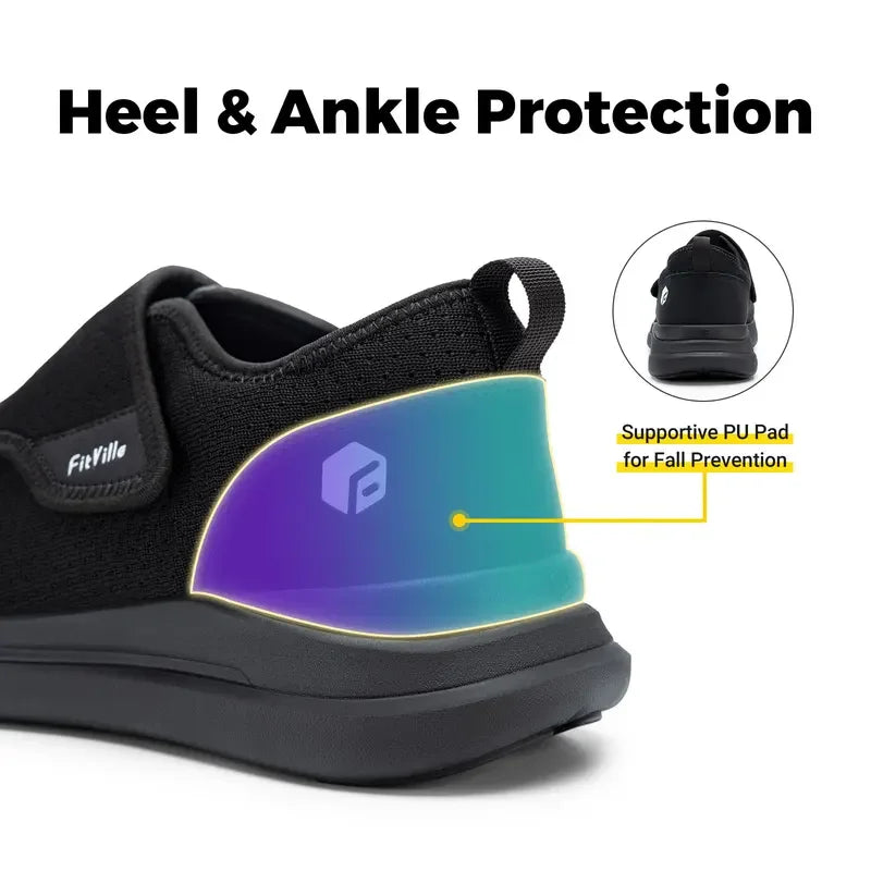 FitVille Extra Wide 2E Men'S Diabetic Shoes For Elder Orthopedics Feet Swollen Adjustable Walking Shoe Elderly Foot Pain Relief