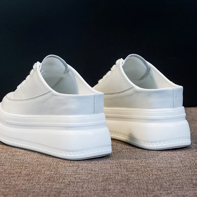 Fujin 8cm Genuine Leather Sneakers Platform Wedge Hidden Heel Booties Autumn Ankle Boots Non Slip Flats Women's Slippers  Shoes