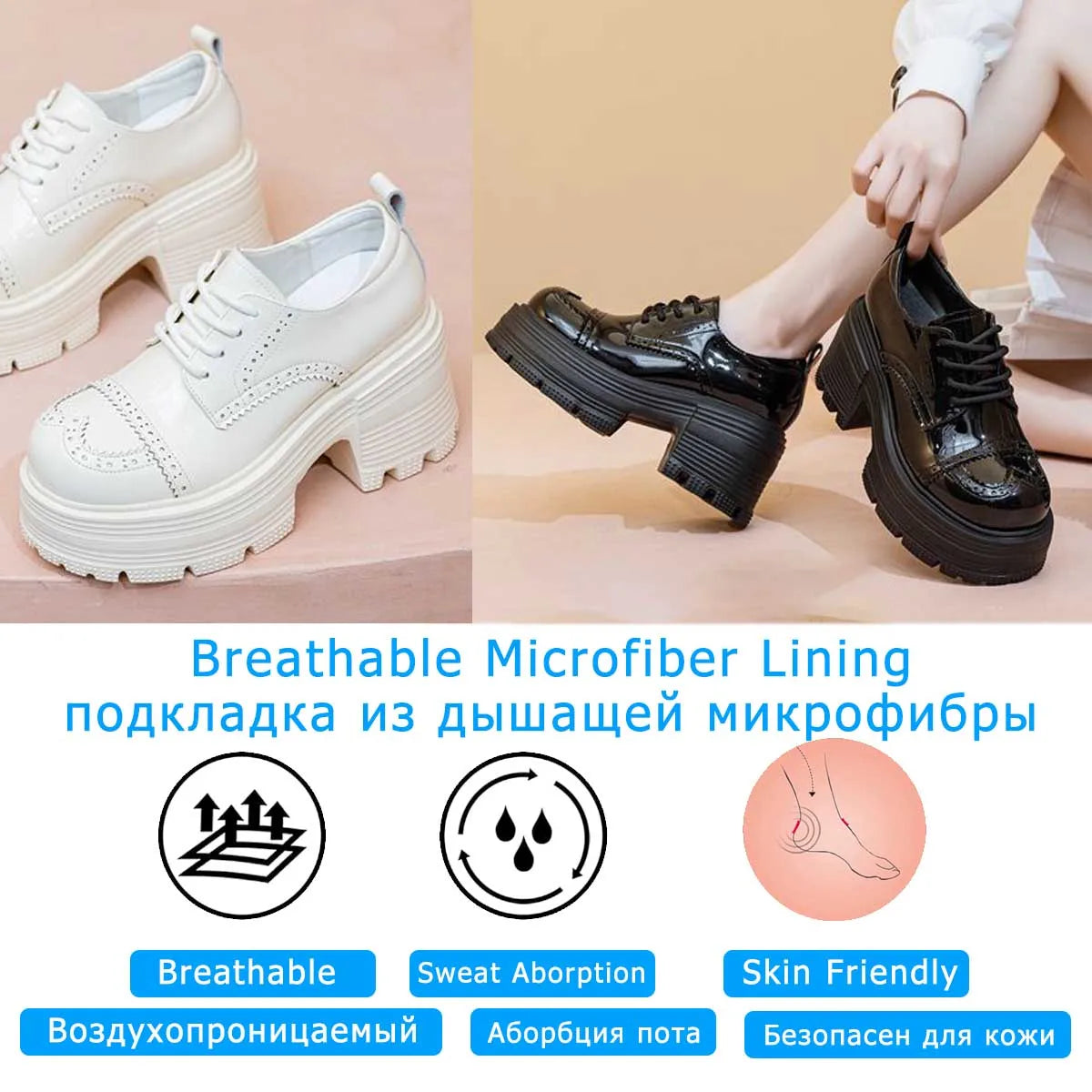 Fujin 9cm Genuine Leather Boots Autumn Female Women Boots Casual Spring Pumps Mary Jane Platform Wedge Flats Breathable Shoes