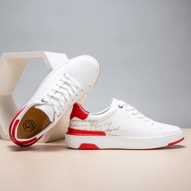 Casual shoes Men's Business Leather Shoes 2024 New White Red Bottom Simple Lace up Shoes Gift Box