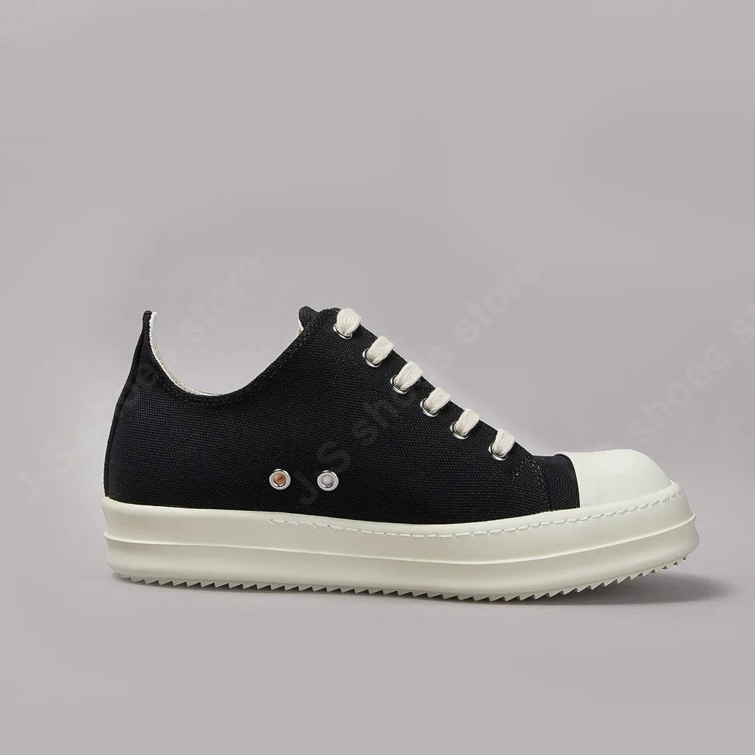 Ro Classic Men Shoe Women Sneakers Black Canvas Low Top Casual Shoes Thick Sole Lace Up Luxury Flat Sneaker
