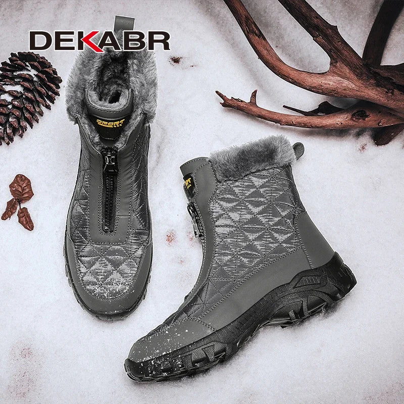 DEKABR Brand Quality Men's High-Top Snow Boots Breathable Waterproof Cloth EVA Non-Slip Keep Warm Plush Men's Ankle Boots