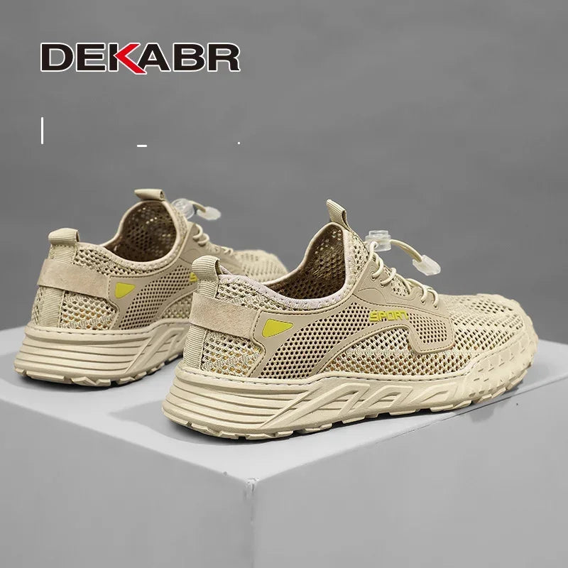 DEKABR New Men's Casual Shoes Fashion Comfortable Breathable Summer Mesh Non-Slip Thick Soft Outsole Shoes For Men