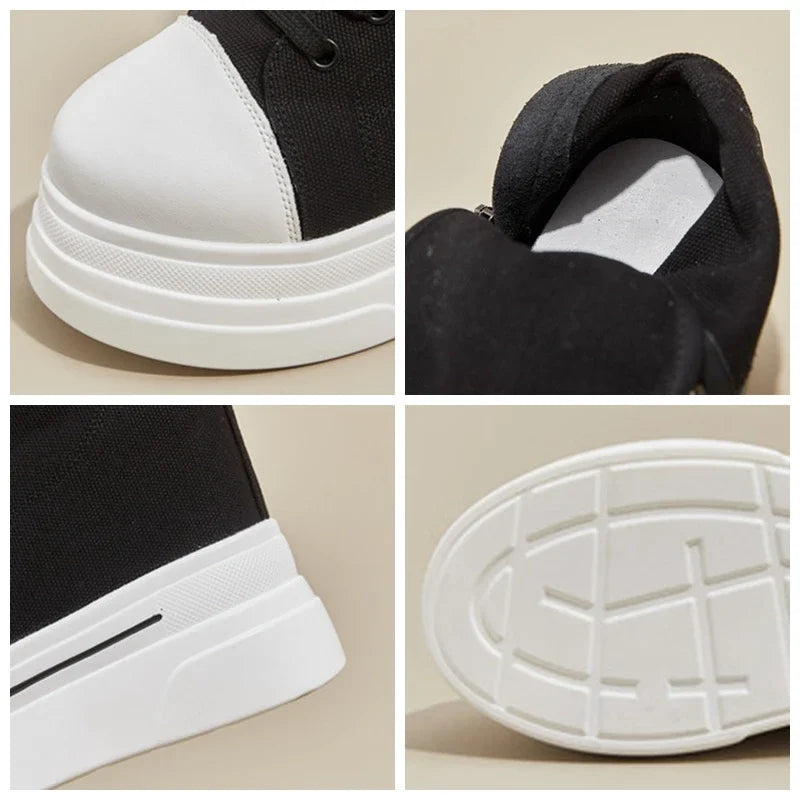 Fujin 14cm New Denim Women Autumn Spring Hidden High Synthetic ZIP Ankle Booties Flats Platform Wedge Ankle Boots Fashion Shoes