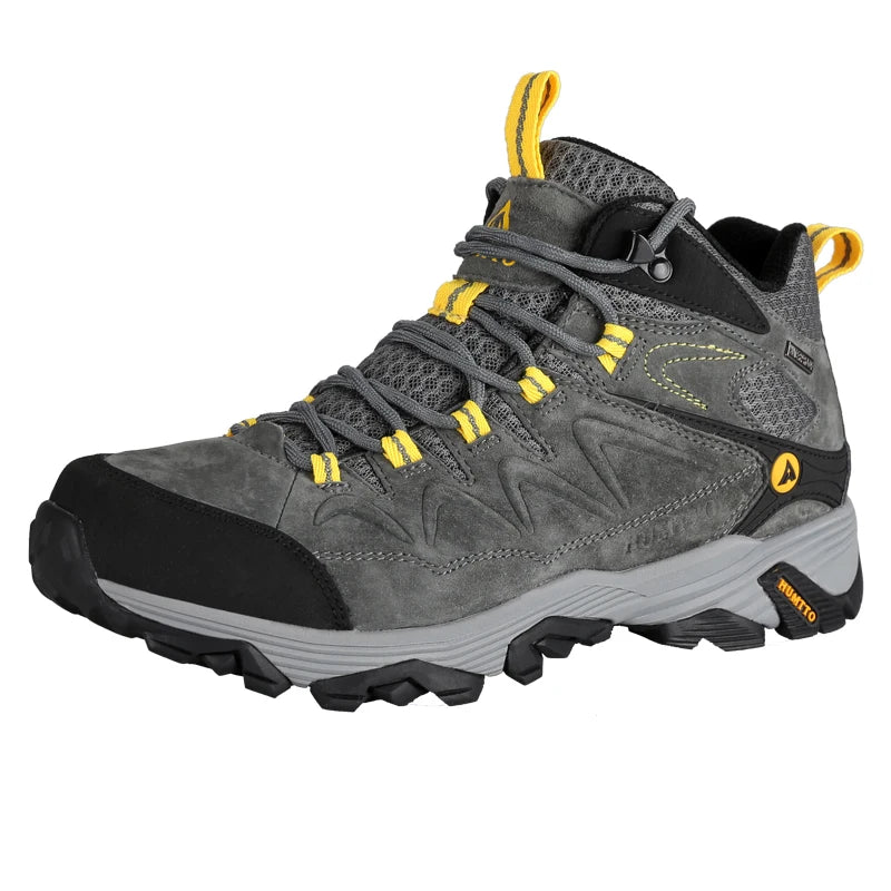 HUMTTO Hiking Shoes Genuine Leather Men's Sports Shoes Non-slip Winter Outdoor Safety Sneakers Breathable Trekking Boots for Men
