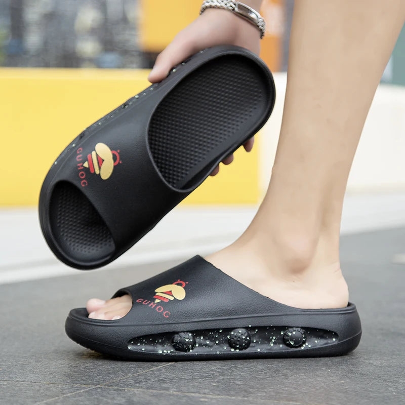 STRONGSHEN Luminous Men Slippers EVA Comfortable Flip Flops Summer Sandals Home Bathroom Anti-Slip Platform Outdoor Beach Shoes