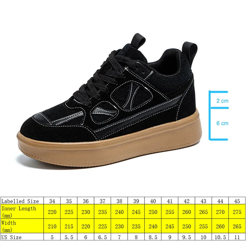 Fujin 8cm Platform Sneakers Genuine Leather Women Casual Shoes Chunky Sneakers Comfortable Non Slip for Walking with Dress
