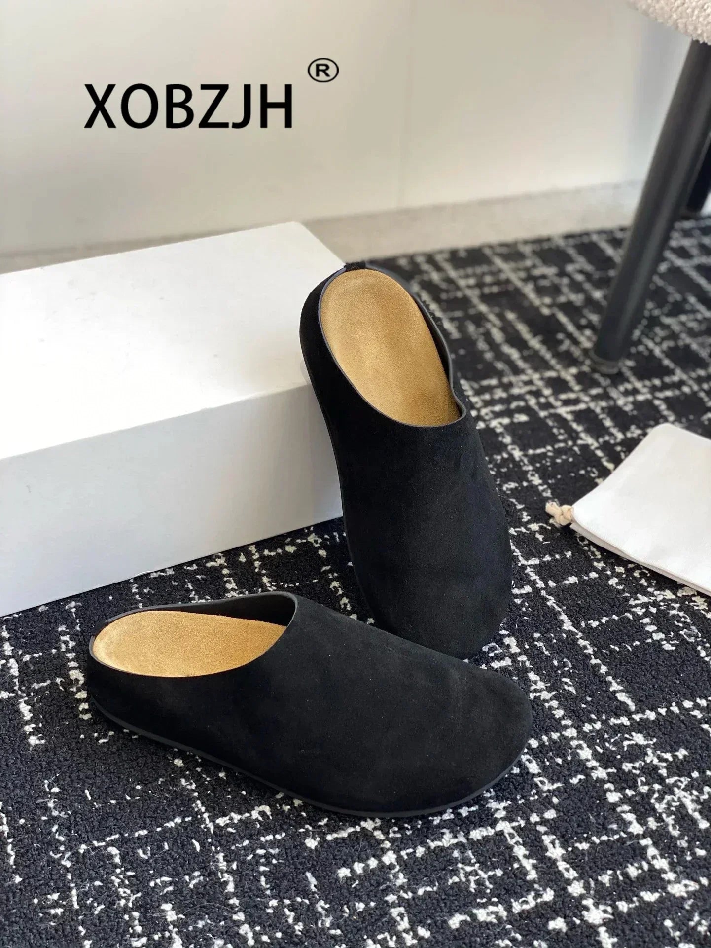 2024 Flat Slippers High Quality New Women KidSuede Mules Shoes Round Toe Casual ComfortSlides Woman Thick Sole Slippers Woman